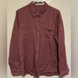 Calvin Klein Jeans Burgundy Button-Up Shirt